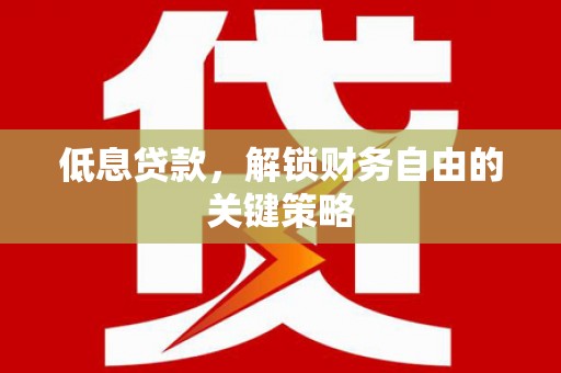 湘西低息贷款，解锁财务自由的关键策略
