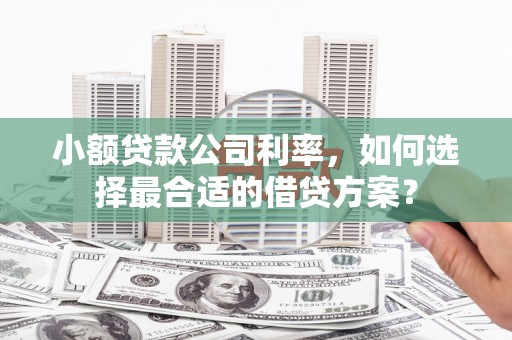 湘西小额贷款公司利率，如何选择最合适的借贷方案？