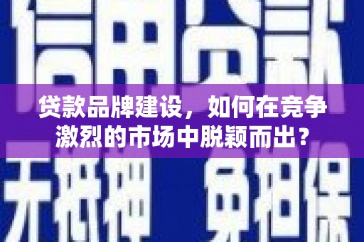 湘西贷款品牌建设，如何在竞争激烈的市场中脱颖而出？